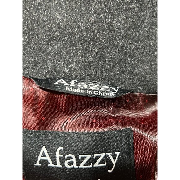 Afazzy New York Med Grey Cashmere Blend Coat Zipper & Buttons Unisex - Picture 14 of 16